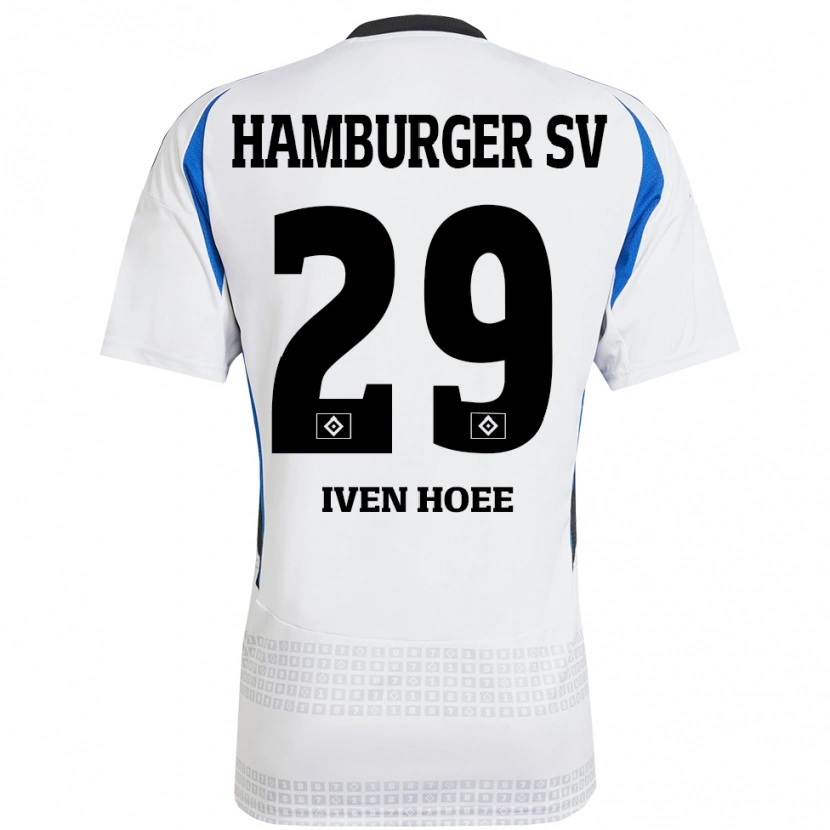 Danxen Uomo Maglia Lennart Iven Hoee #29 Bianco Blu Kit Gara Home 2024/25 Maglietta