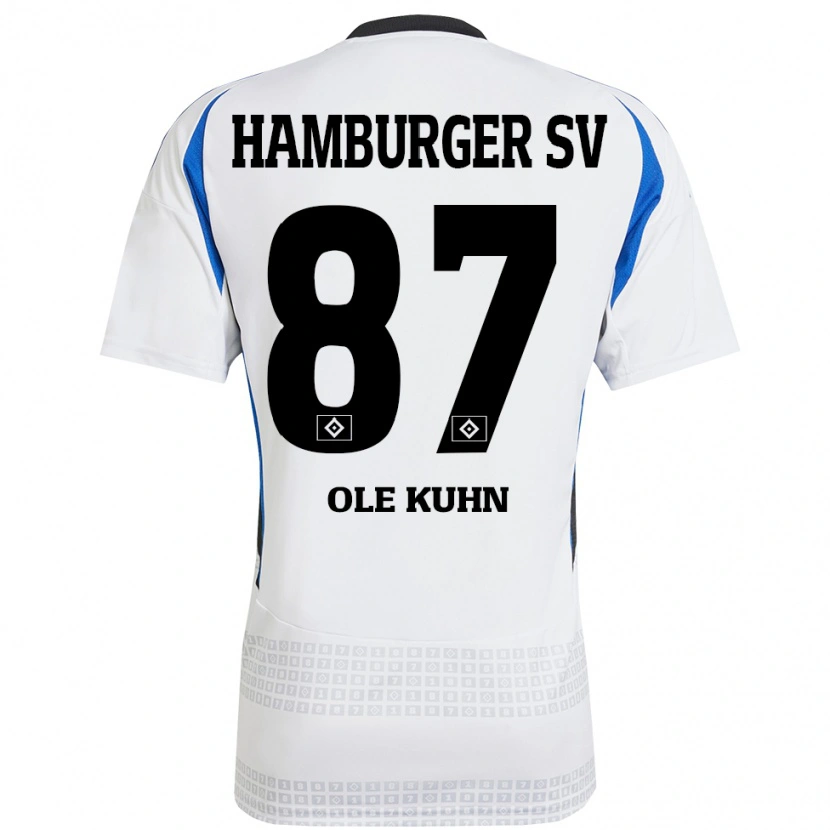 Danxen Uomo Maglia Niklas Ole Kühn #87 Bianco Blu Kit Gara Home 2024/25 Maglietta