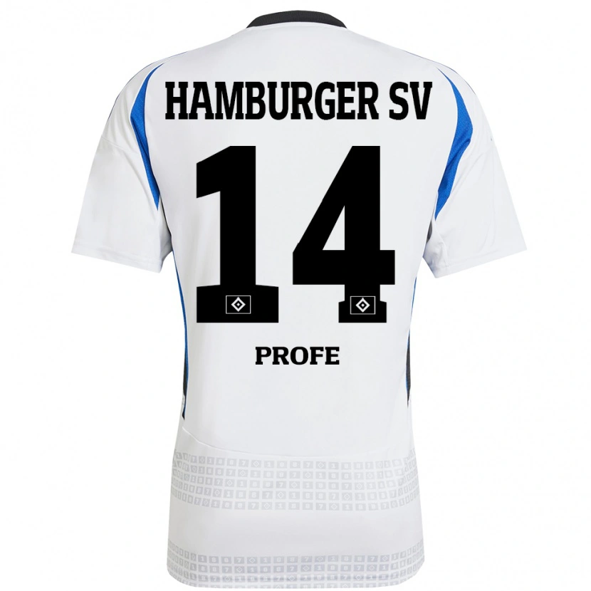 Danxen Uomo Maglia Sophie Profé #14 Bianco Blu Kit Gara Home 2024/25 Maglietta