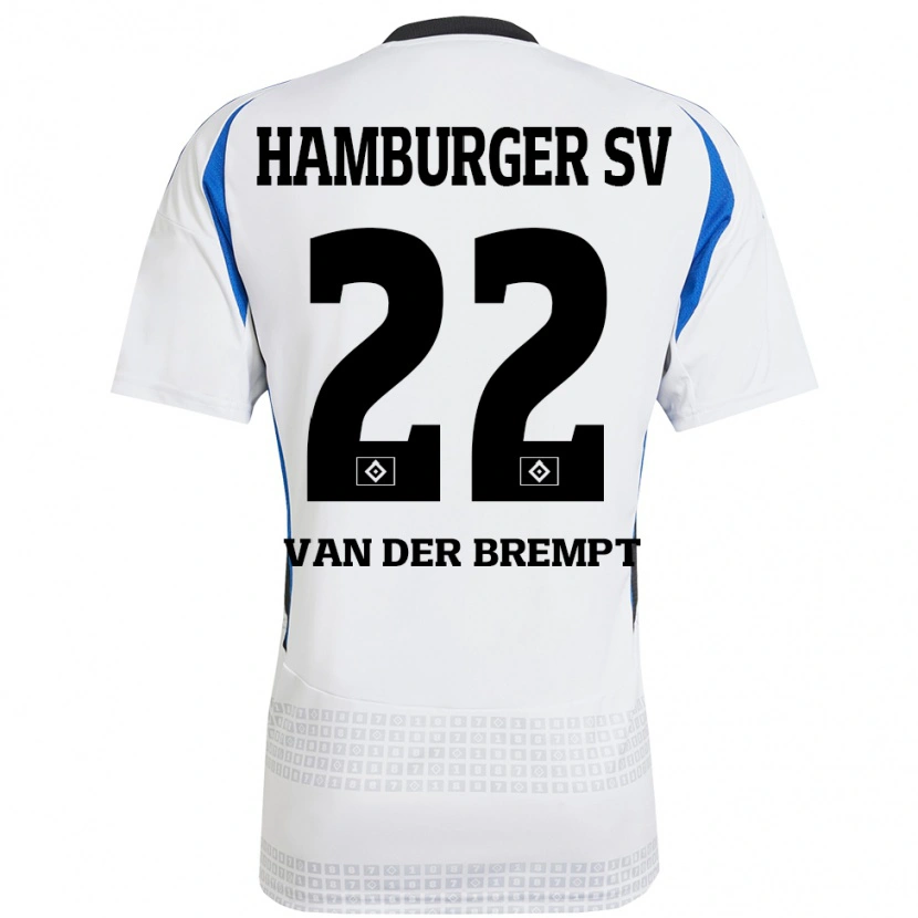 Danxen Uomo Maglia Ignace Van Der Brempt #22 Bianco Blu Kit Gara Home 2024/25 Maglietta