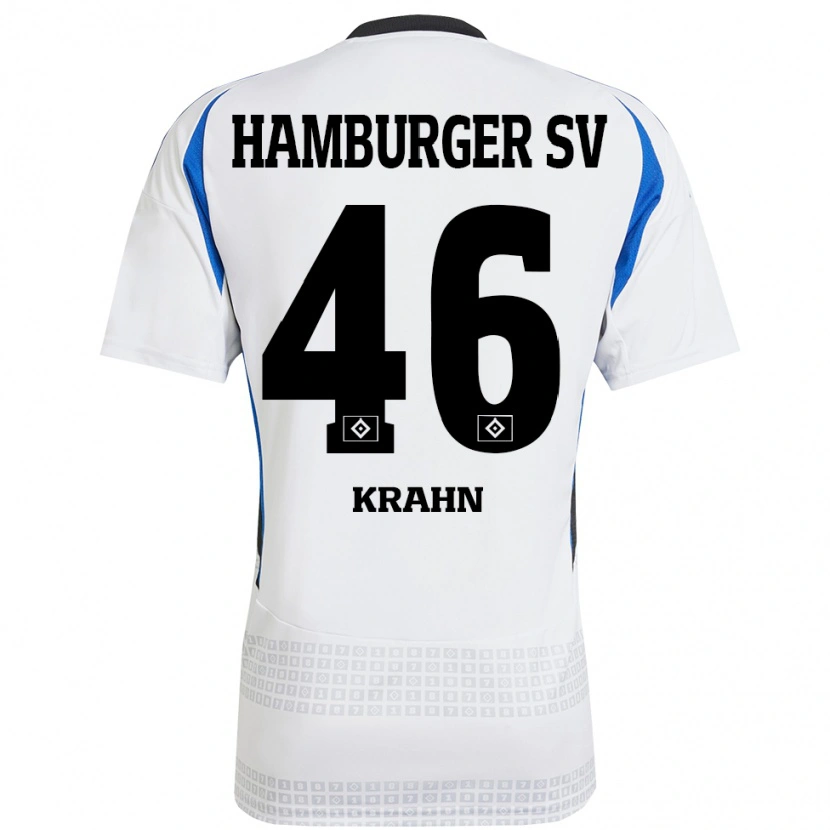 Danxen Uomo Maglia Elijah Krahn #46 Bianco Blu Kit Gara Home 2024/25 Maglietta
