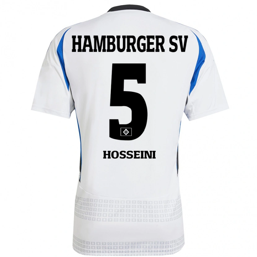 Danxen Uomo Maglia Reza Hosseini #5 Bianco Blu Kit Gara Home 2024/25 Maglietta
