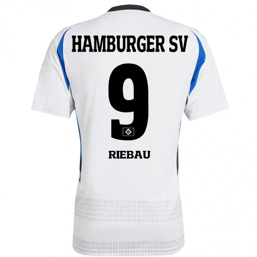 Danxen Uomo Maglia Henry Riebau #9 Bianco Blu Kit Gara Home 2024/25 Maglietta