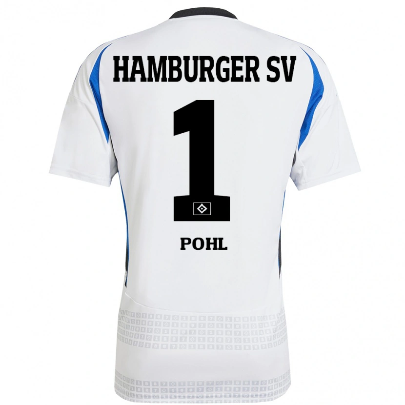 Danxen Uomo Maglia Christina Pohl #1 Bianco Blu Kit Gara Home 2024/25 Maglietta