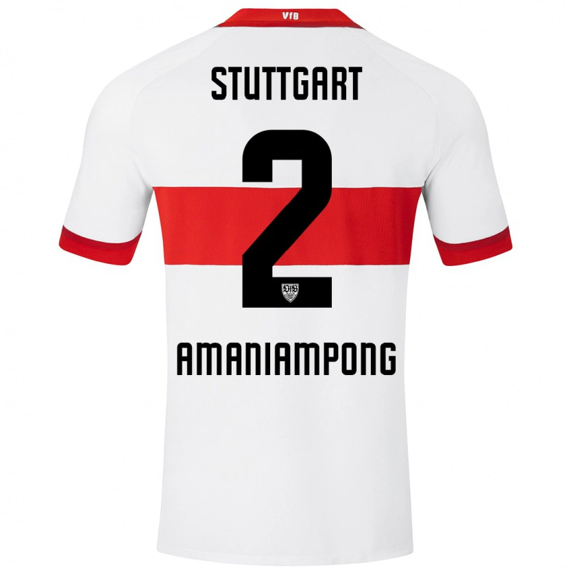 Danxen Uomo Maglia Kaden Amaniampong #2 Bianco Rosso Kit Gara Home 2024/25 Maglietta