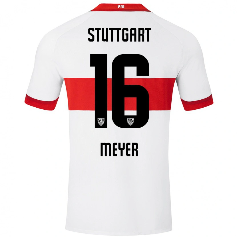 Danxen Uomo Maglia Jordan Meyer #16 Bianco Rosso Kit Gara Home 2024/25 Maglietta