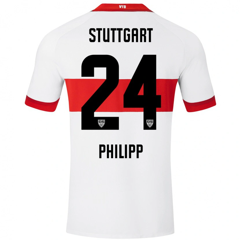Danxen Uomo Maglia Celine Philipp #24 Bianco Rosso Kit Gara Home 2024/25 Maglietta