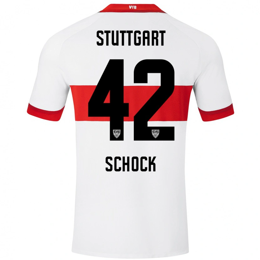Danxen Uomo Maglia Florian Schock #42 Bianco Rosso Kit Gara Home 2024/25 Maglietta
