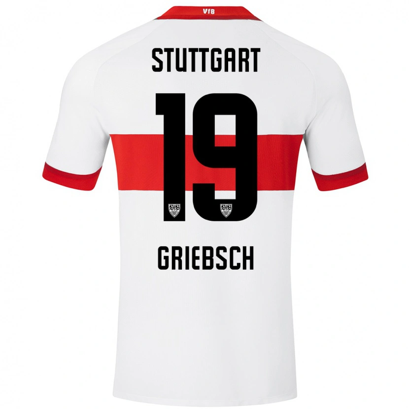 Danxen Uomo Maglia Lukas Griebsch #19 Bianco Rosso Kit Gara Home 2024/25 Maglietta