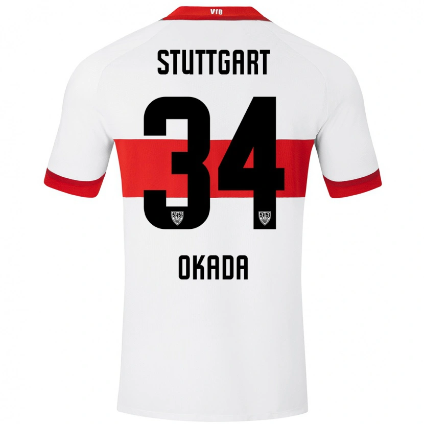 Danxen Uomo Maglia Rei Okada #34 Bianco Rosso Kit Gara Home 2024/25 Maglietta