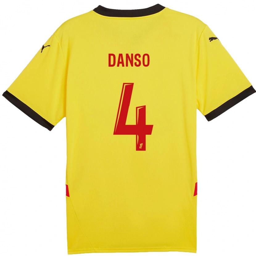 Danxen Uomo Maglia Kevin Danso #4 Giallo Rosso Kit Gara Home 2024/25 Maglietta