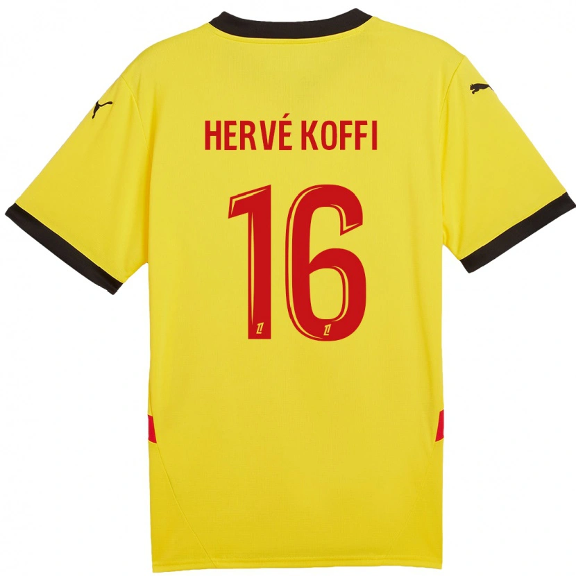 Danxen Uomo Maglia Hervé Koffi #16 Giallo Rosso Kit Gara Home 2024/25 Maglietta