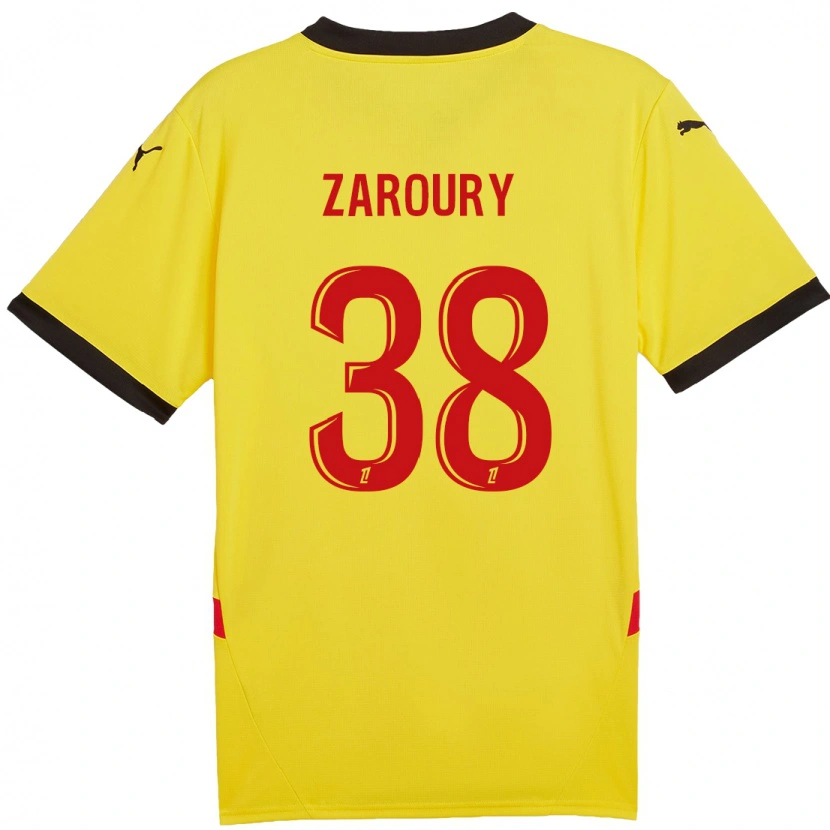 Danxen Uomo Maglia Anass Zaroury #38 Giallo Rosso Kit Gara Home 2024/25 Maglietta