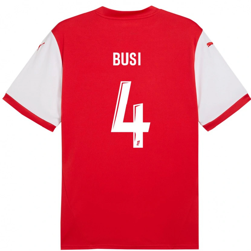 Danxen Uomo Maglia Maxime Busi #4 Rosso Bianco Kit Gara Home 2024/25 Maglietta
