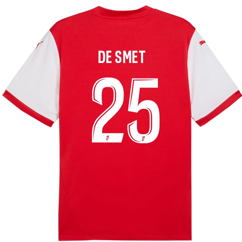 Danxen Uomo Maglia Thibault De Smet #25 Rosso Bianco Kit Gara Home 2024/25 Maglietta