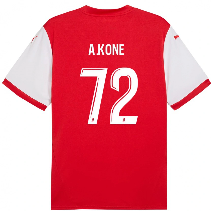 Danxen Uomo Maglia Amadou Koné #72 Rosso Bianco Kit Gara Home 2024/25 Maglietta