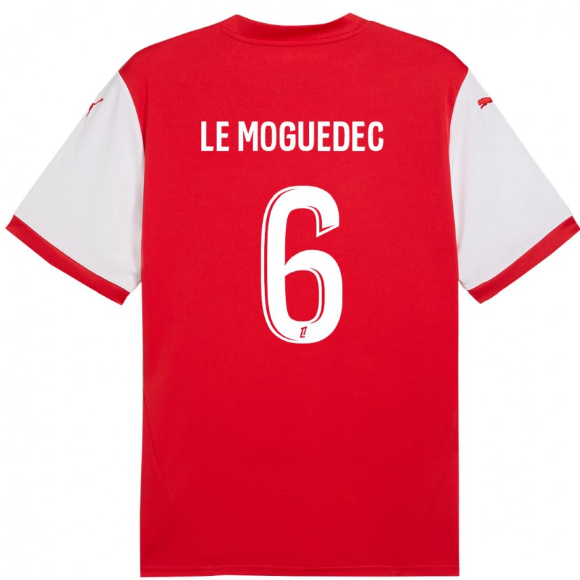 Danxen Uomo Maglia Anaële Le Moguédec #6 Rosso Bianco Kit Gara Home 2024/25 Maglietta