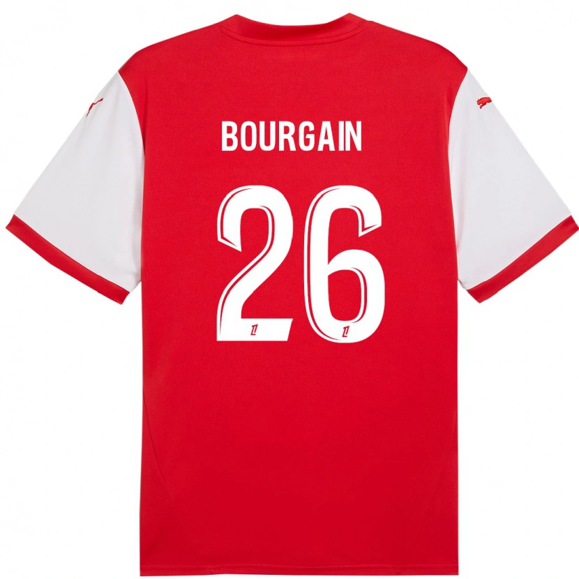 Danxen Uomo Maglia Léa Bourgain #26 Rosso Bianco Kit Gara Home 2024/25 Maglietta