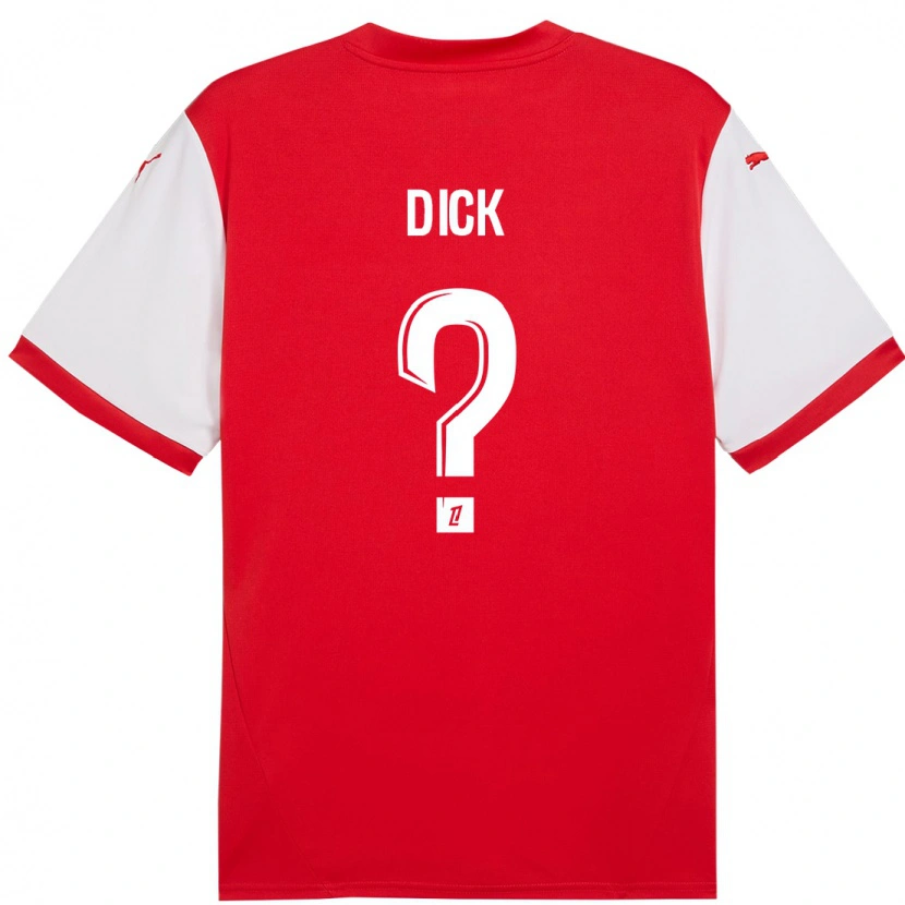 Danxen Uomo Maglia Livingstone Dick #0 Rosso Bianco Kit Gara Home 2024/25 Maglietta