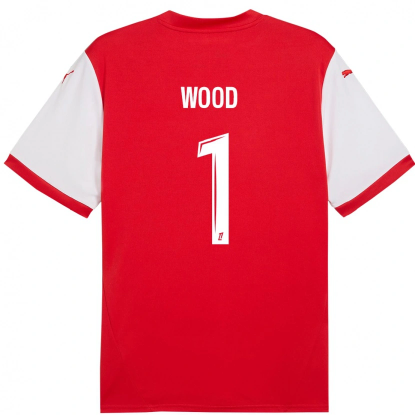 Danxen Uomo Maglia Mackenzie Wood #1 Rosso Bianco Kit Gara Home 2024/25 Maglietta