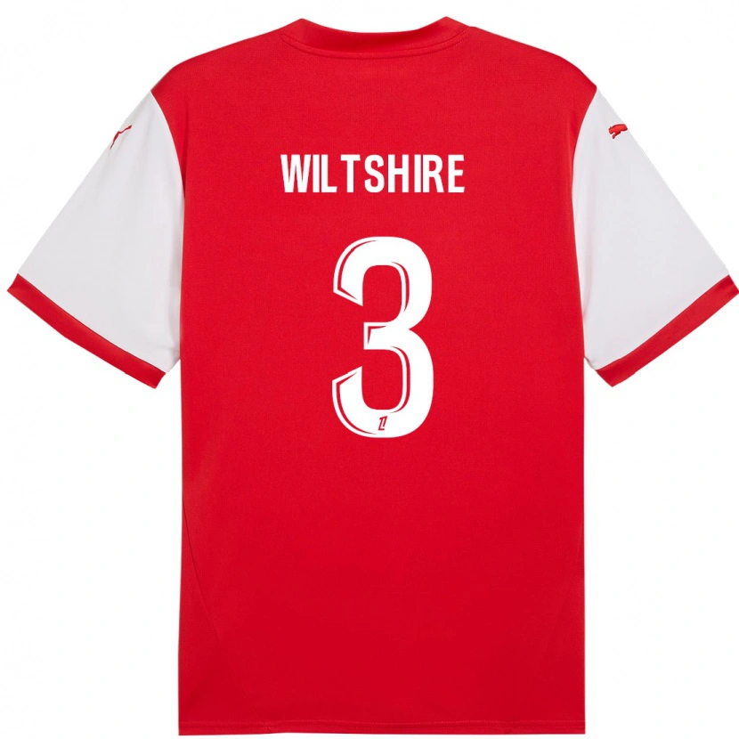 Danxen Uomo Maglia Tiernny Wiltshire #3 Rosso Bianco Kit Gara Home 2024/25 Maglietta