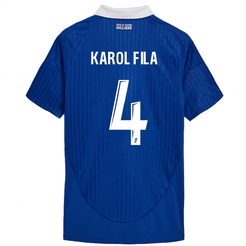 Danxen Uomo Maglia Karol Fila #4 Blu Bianco Kit Gara Home 2024/25 Maglietta