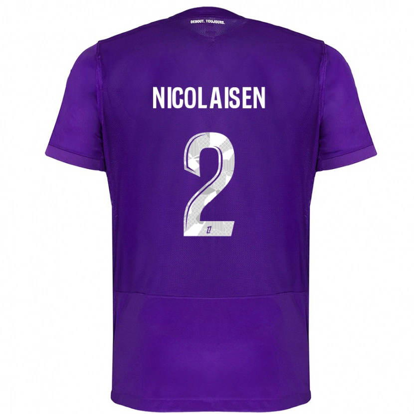 Danxen Uomo Maglia Rasmus Nicolaisen #2 Viola Bianco Kit Gara Home 2024/25 Maglietta