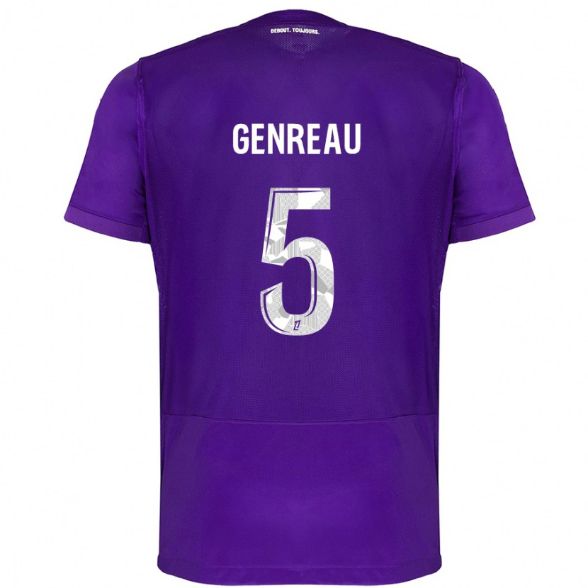 Danxen Uomo Maglia Denis Genreau #5 Viola Bianco Kit Gara Home 2024/25 Maglietta