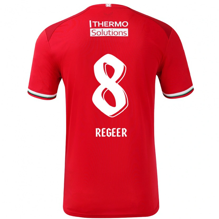 Danxen Uomo Maglia Youri Regeer #8 Rosso Bianco Kit Gara Home 2024/25 Maglietta
