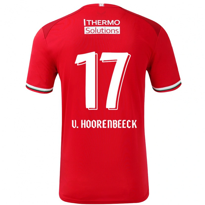 Danxen Uomo Maglia Alec Van Hoorenbeeck #17 Rosso Bianco Kit Gara Home 2024/25 Maglietta