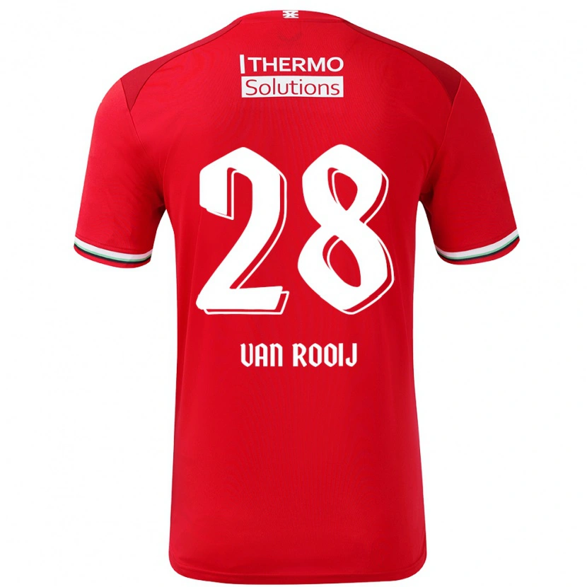 Danxen Uomo Maglia Bart Van Rooij #28 Rosso Bianco Kit Gara Home 2024/25 Maglietta