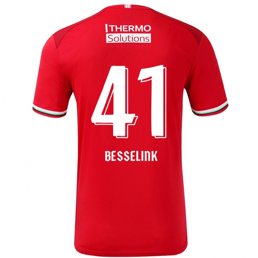 Danxen Uomo Maglia Gijs Besselink #41 Rosso Bianco Kit Gara Home 2024/25 Maglietta