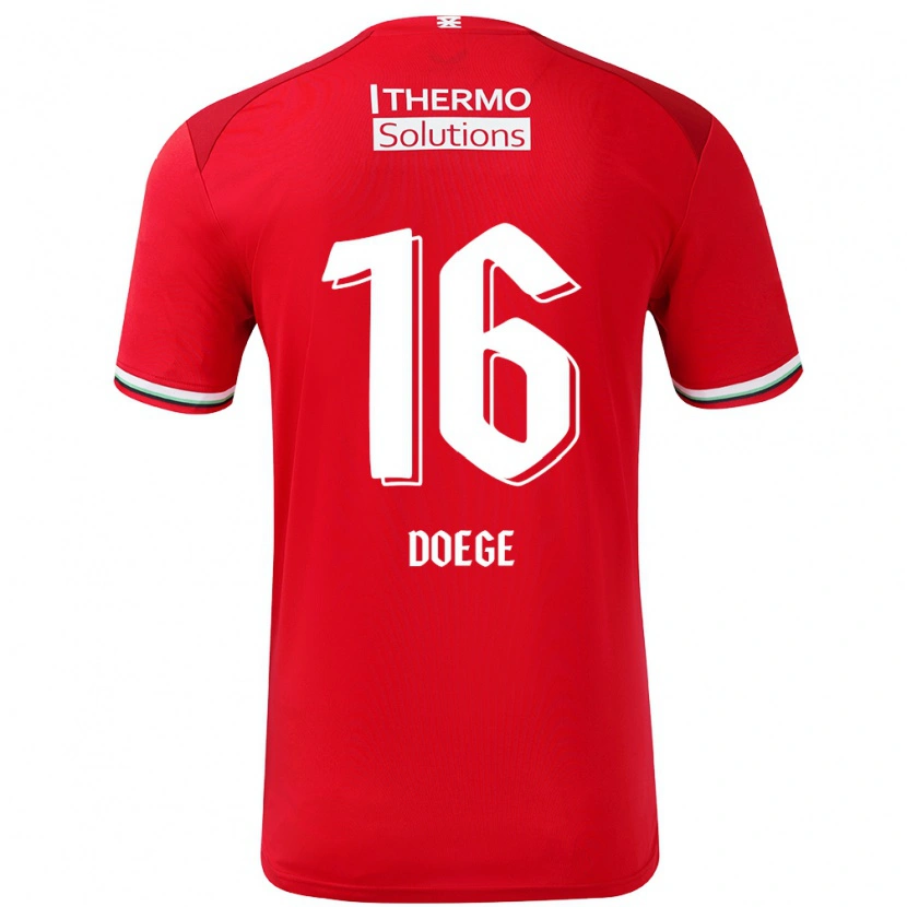 Danxen Uomo Maglia Leonie Doege #16 Rosso Bianco Kit Gara Home 2024/25 Maglietta