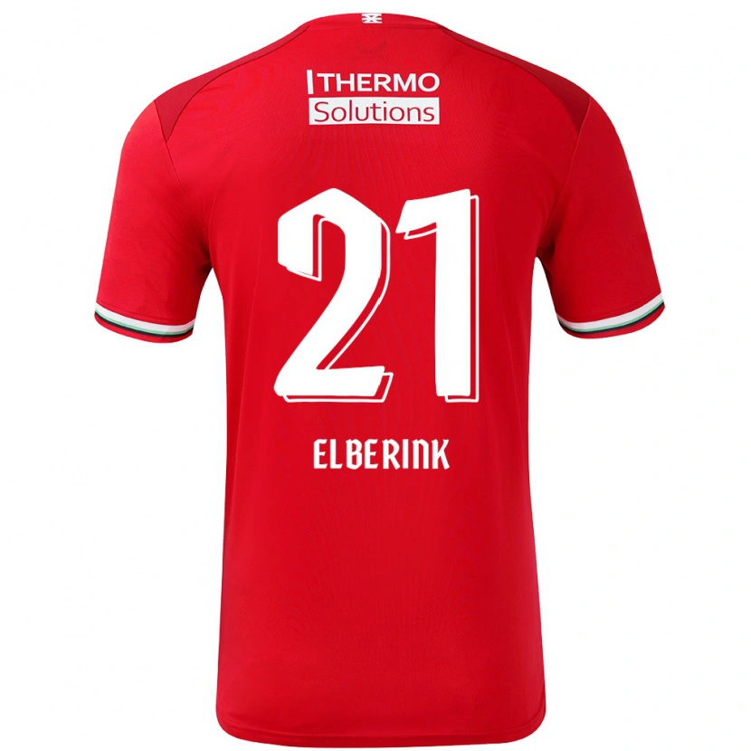 Danxen Uomo Maglia Eva Oude Elberink #21 Rosso Bianco Kit Gara Home 2024/25 Maglietta