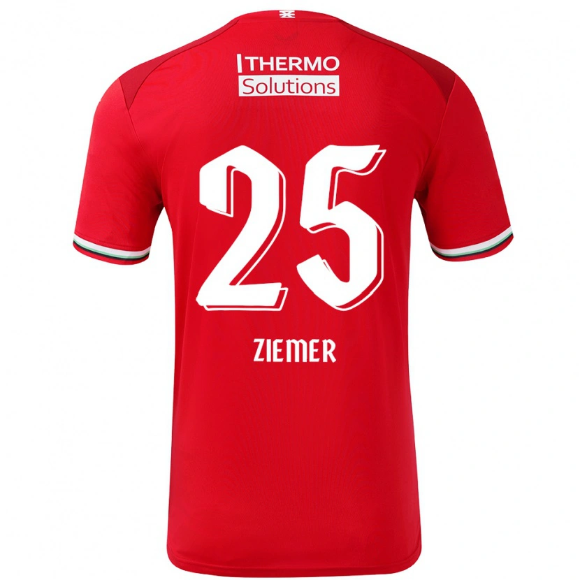 Danxen Uomo Maglia Taylor Ziemer #25 Rosso Bianco Kit Gara Home 2024/25 Maglietta