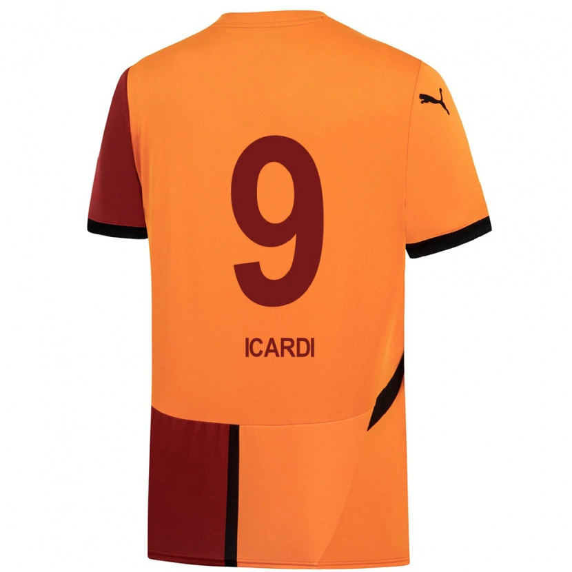Danxen Uomo Maglia Mauro Icardi #9 Giallo Rosso Kit Gara Home 2024/25 Maglietta