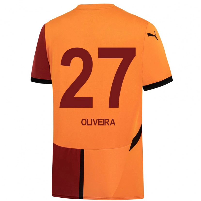 Danxen Uomo Maglia Sérgio Oliveira #27 Giallo Rosso Kit Gara Home 2024/25 Maglietta