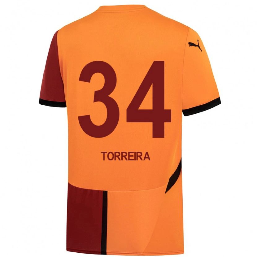 Danxen Uomo Maglia Lucas Torreira #34 Giallo Rosso Kit Gara Home 2024/25 Maglietta