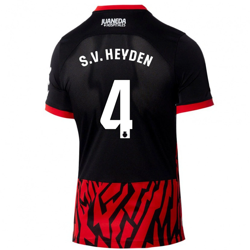 Danxen Uomo Maglia Siebe Van Der Heyden #4 Nero Rosso Kit Gara Home 2024/25 Maglietta