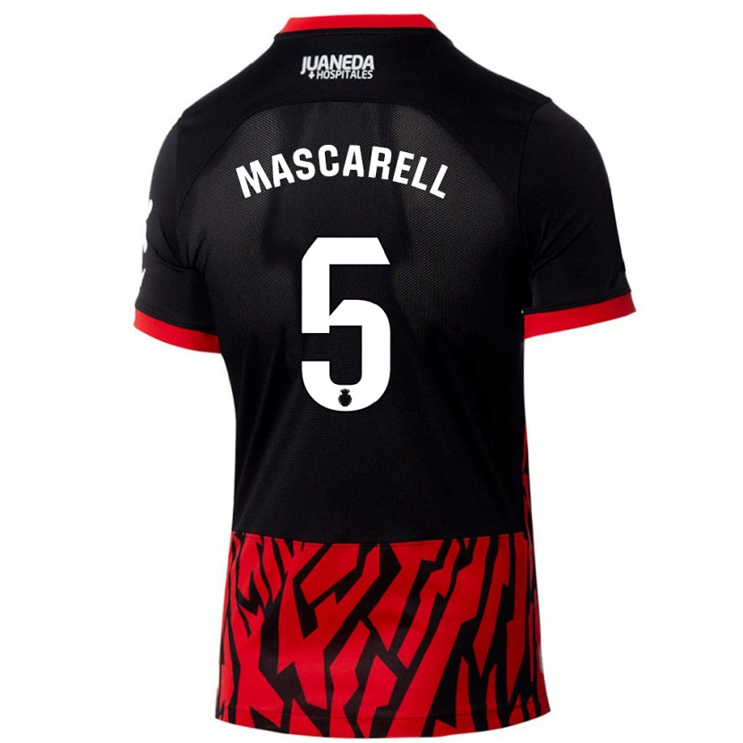 Danxen Uomo Maglia Omar Mascarell #5 Nero Rosso Kit Gara Home 2024/25 Maglietta