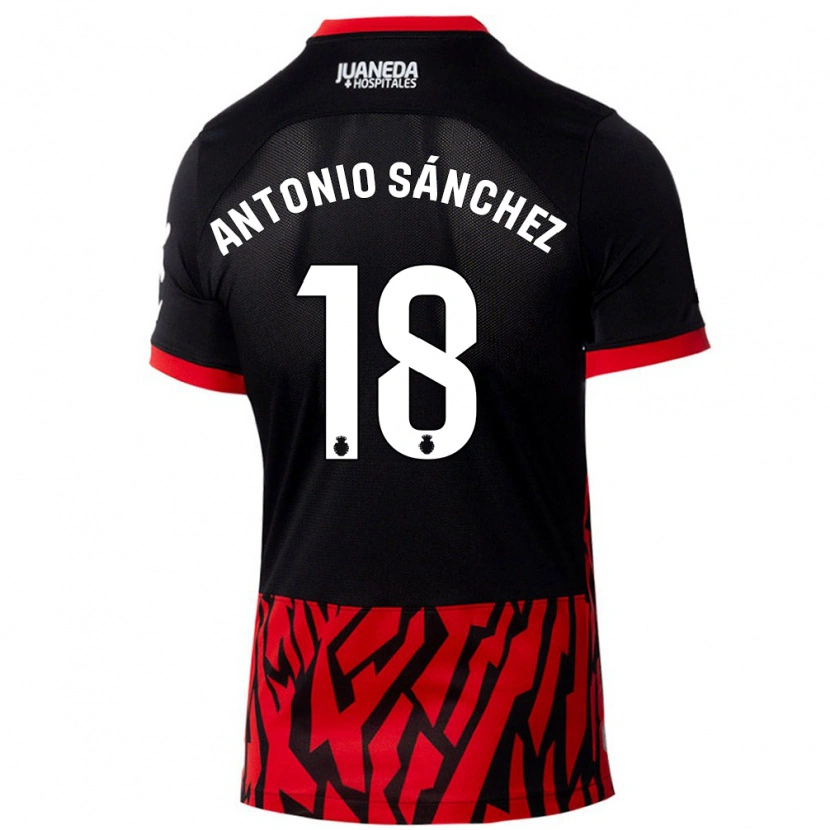 Danxen Uomo Maglia Antonio Sánchez #18 Nero Rosso Kit Gara Home 2024/25 Maglietta
