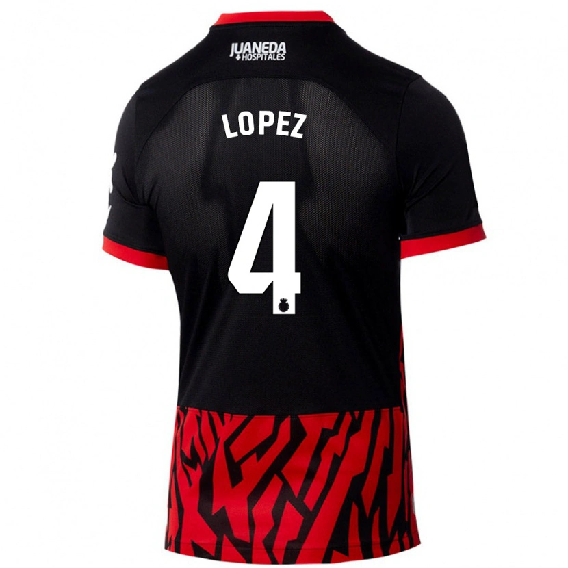 Danxen Uomo Maglia David López #4 Nero Rosso Kit Gara Home 2024/25 Maglietta
