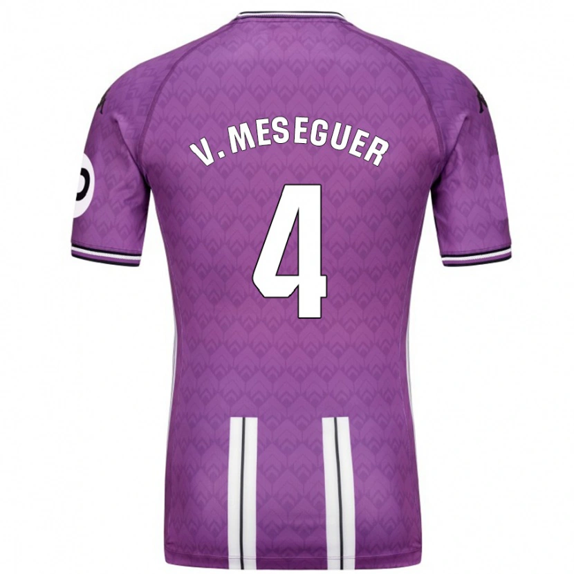 Danxen Uomo Maglia Víctor Meseguer #4 Viola Bianco Kit Gara Home 2024/25 Maglietta