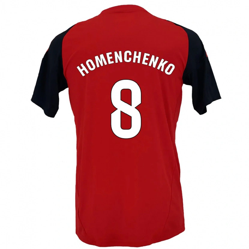 Danxen Uomo Maglia Santiago Homenchenko #8 Rosso Nero Kit Gara Home 2024/25 Maglietta