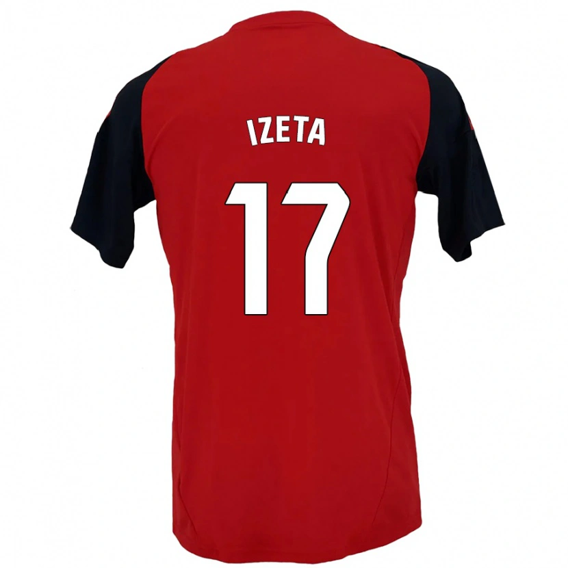 Danxen Uomo Maglia Urko Izeta #17 Rosso Nero Kit Gara Home 2024/25 Maglietta