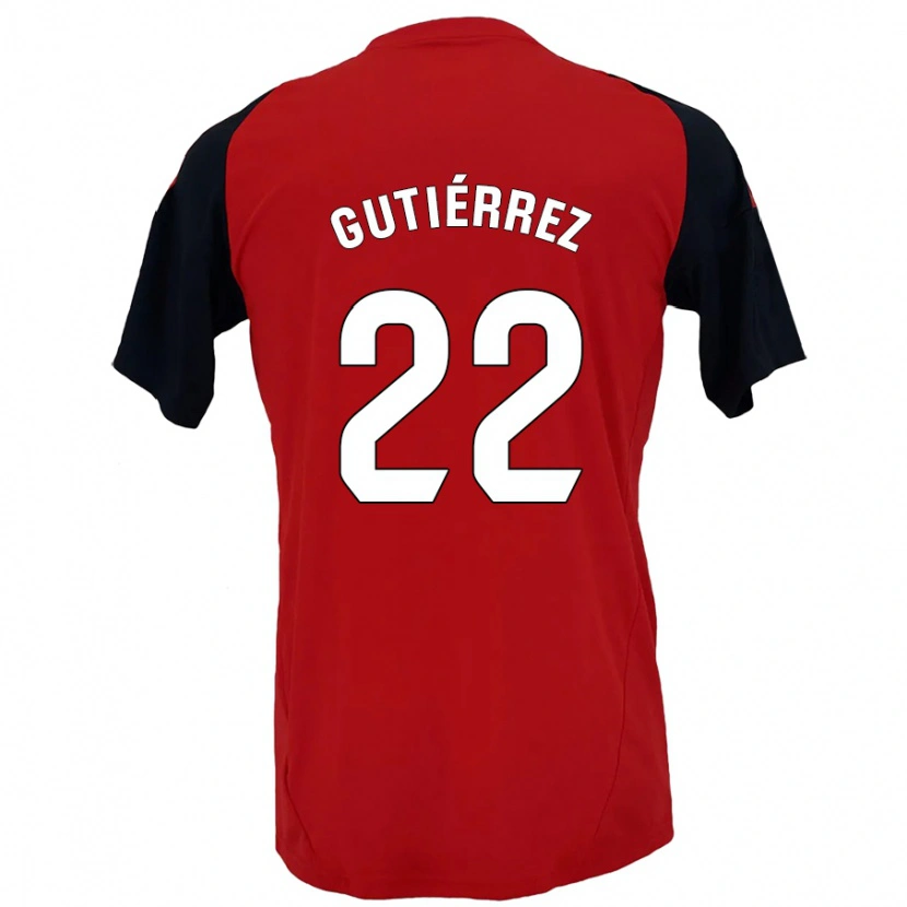 Danxen Uomo Maglia Juan Gutiérrez #22 Rosso Nero Kit Gara Home 2024/25 Maglietta