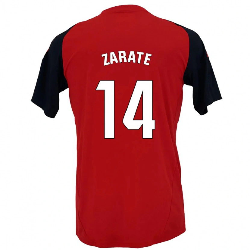 Danxen Uomo Maglia Hugo Zárate #14 Rosso Nero Kit Gara Home 2024/25 Maglietta