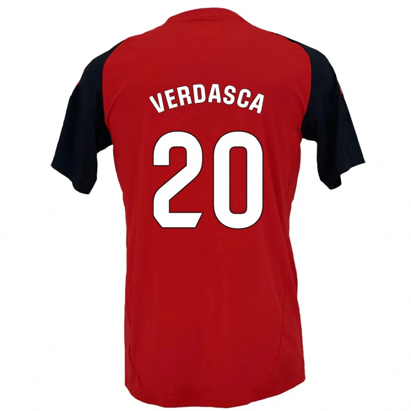Danxen Uomo Maglia Diogo Verdasca #20 Rosso Nero Kit Gara Home 2024/25 Maglietta