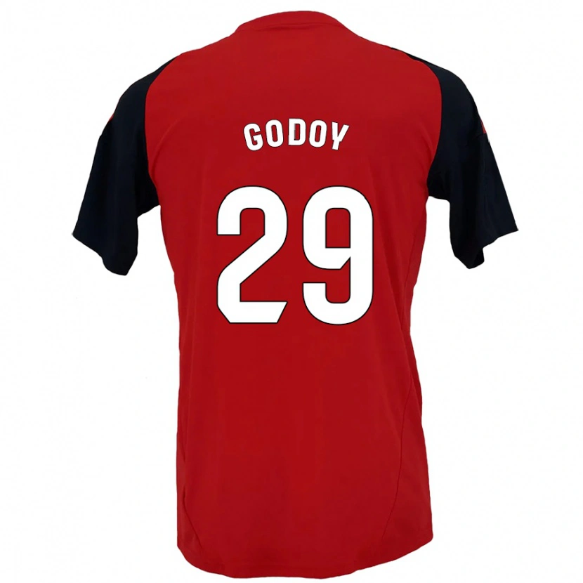 Danxen Uomo Maglia Alan Godoy #29 Rosso Nero Kit Gara Home 2024/25 Maglietta