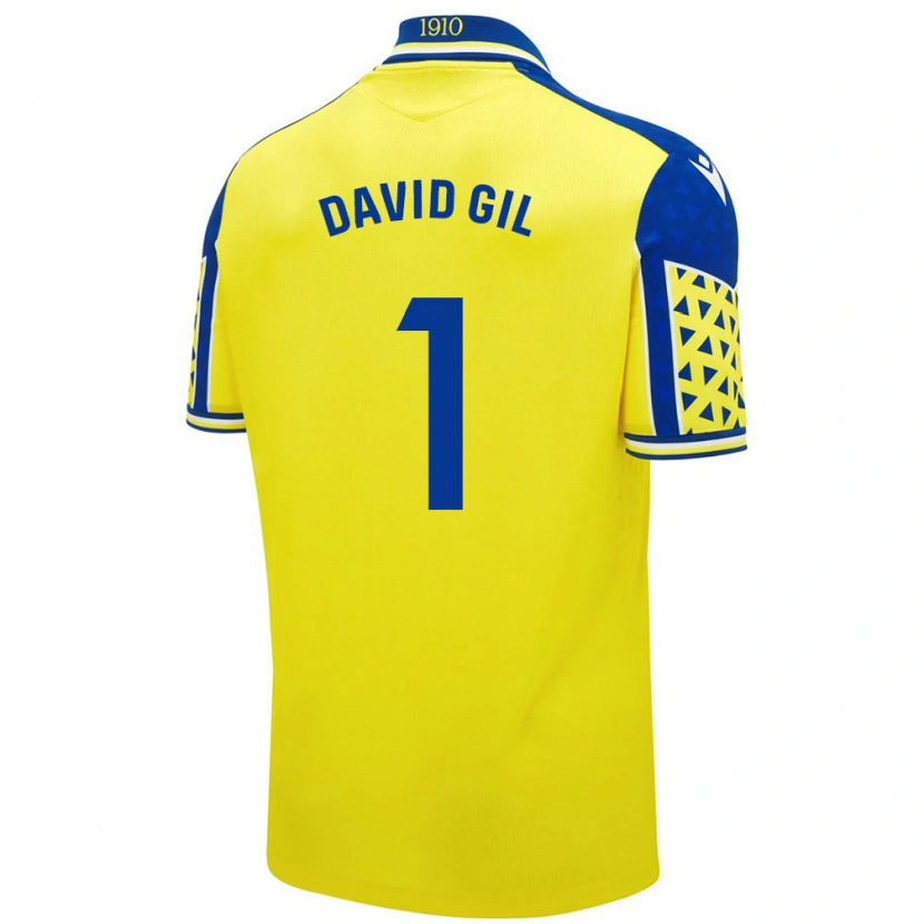 Danxen Uomo Maglia David Gil #1 Giallo Blu Kit Gara Home 2024/25 Maglietta